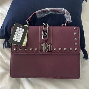 Badgley Mischka Plum Stud-Trim Bag